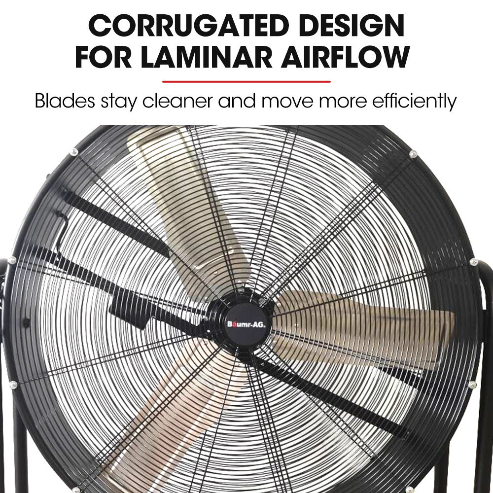 BAUMR-AG 36" 914mm Industrial Mobile Floor Drum Fan, 290W Brushless Motor, Tilting, Large, Commercial, Heavy-duty Frame, EESS Certified 4