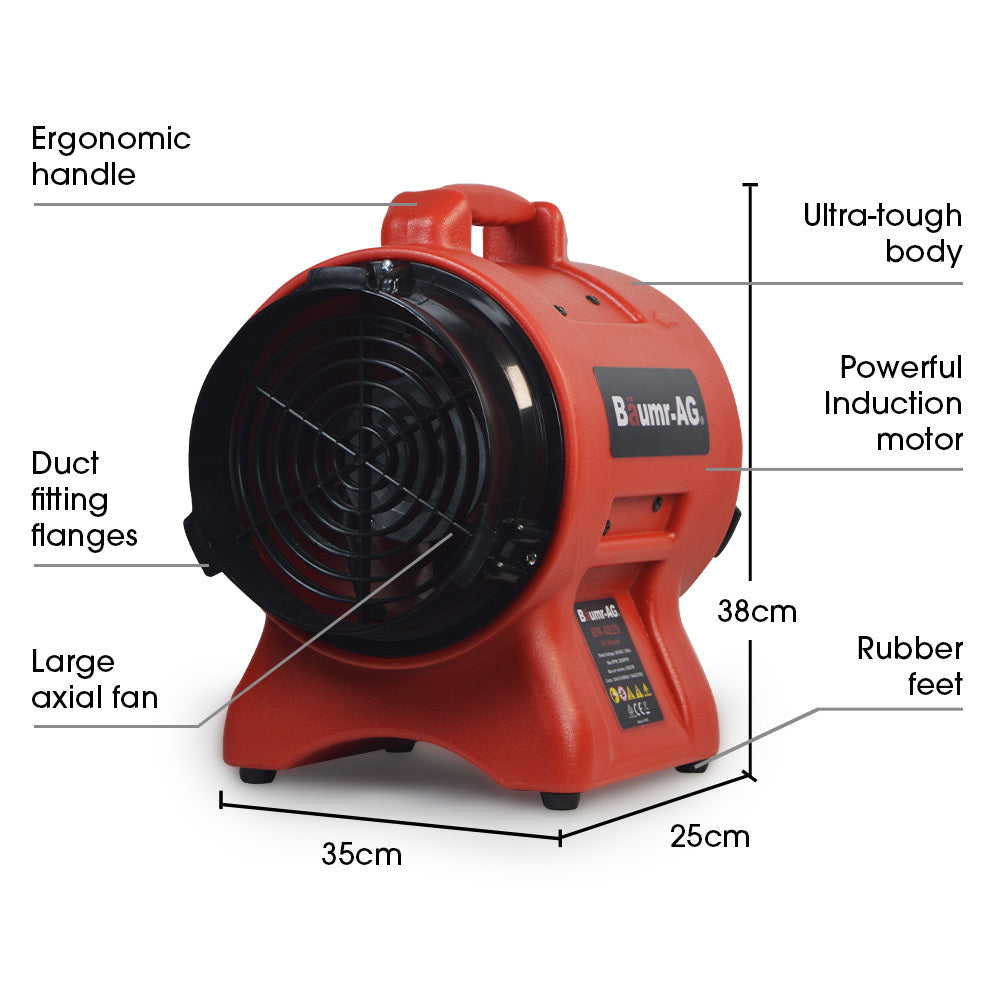 Baumr-AG 200mm (8 inch) Portable Air Blower Mover Axial Ventilation Extraction Fan 5