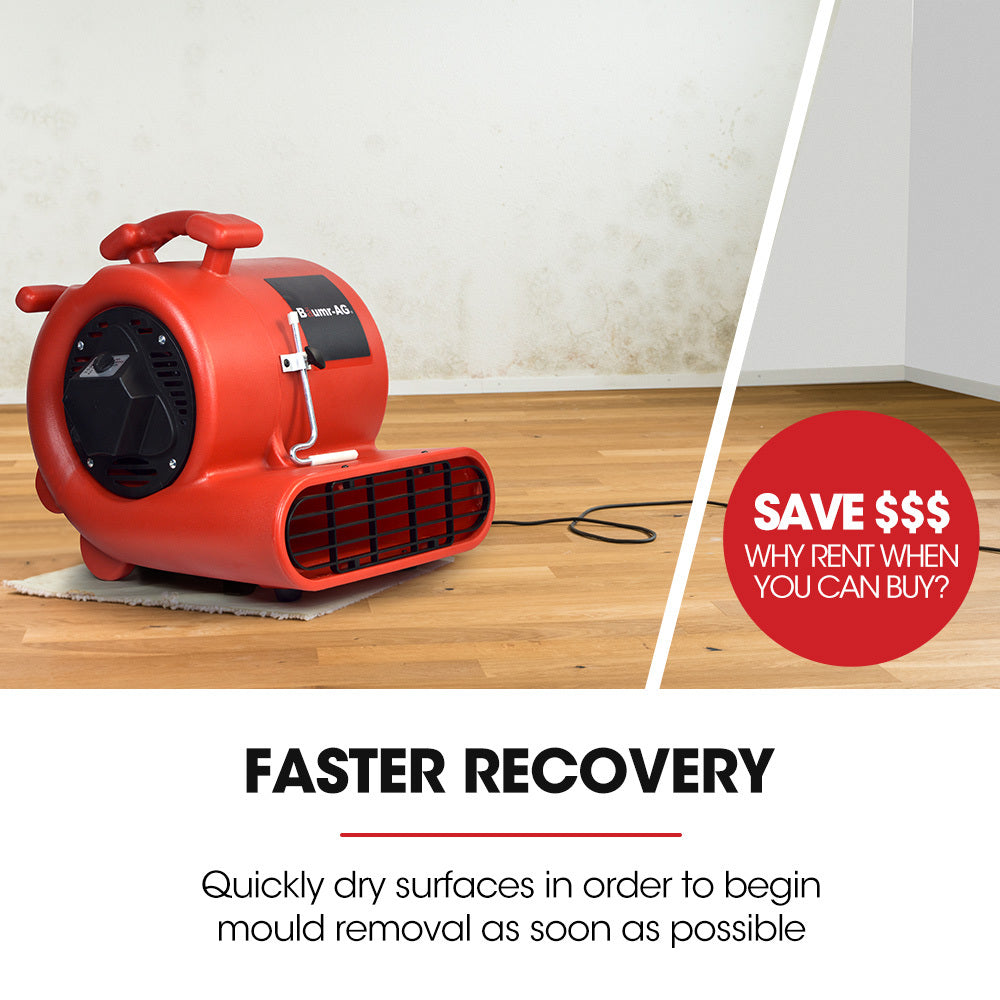 Baumr-AG 3-Speed Carpet Dryer Air Mover Blower Fan, 1300CFM, Sealed Copper Motor, Poly Housing 7