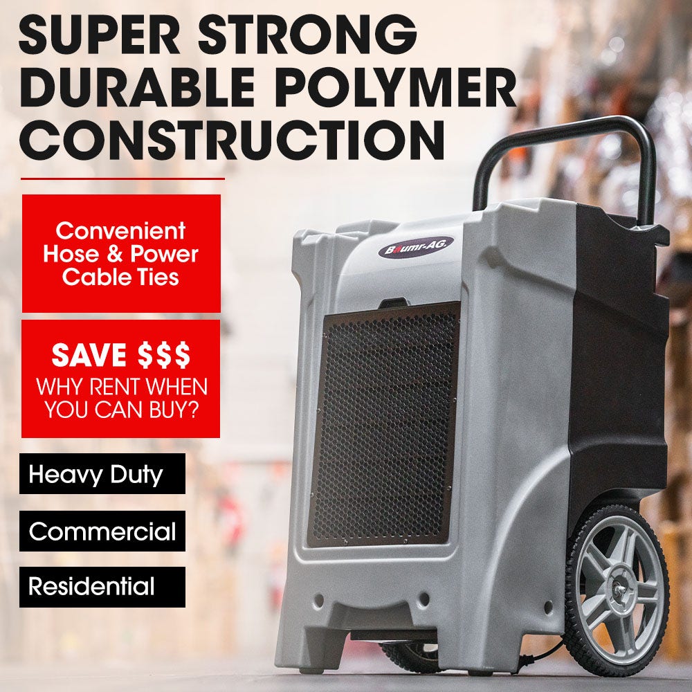 Baumr-AG 90L/day Commercial Air Dehumidifier for Mould, Portable, Stackable, LCD Display, Wheels 7