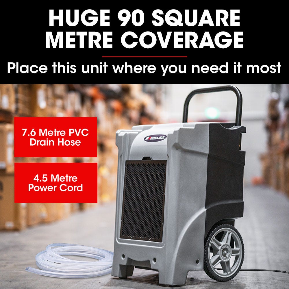 Baumr-AG 90L/day Commercial Air Dehumidifier for Mould, Portable, Stackable, LCD Display, Wheels 9