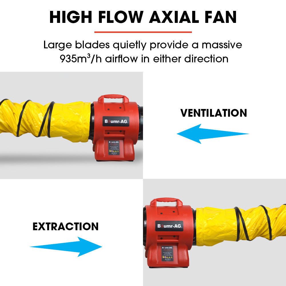 Baumr-AG 200mm (8 inch) Portable Axial Air Mover Blower Fan with 10m Ventilation Duct 4