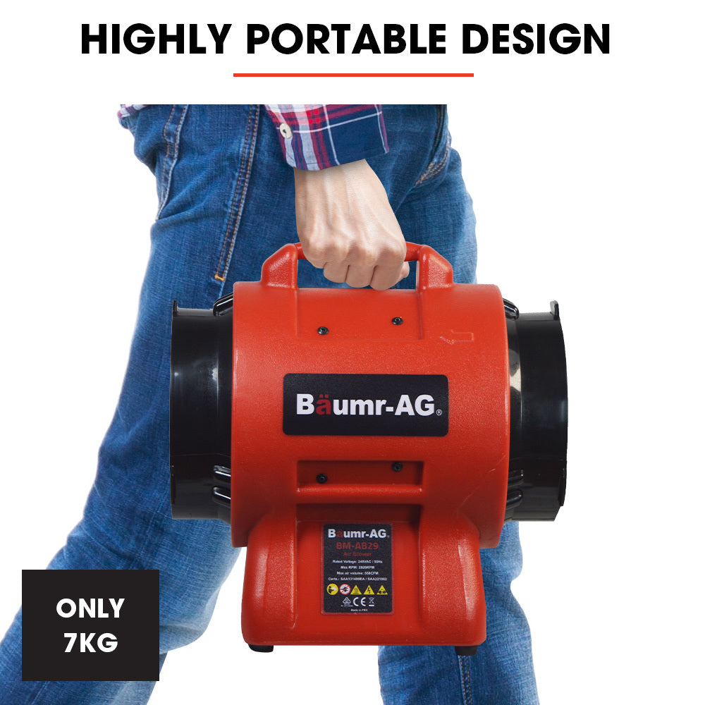 Baumr-AG 200mm (8 inch) Portable Axial Air Mover Blower Fan with 10m Ventilation Duct 7