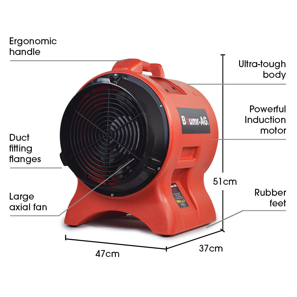 Baumr-AG 300mm (12 inch) Portable Air Blower Mover Axial Ventilation Extraction Fan 6