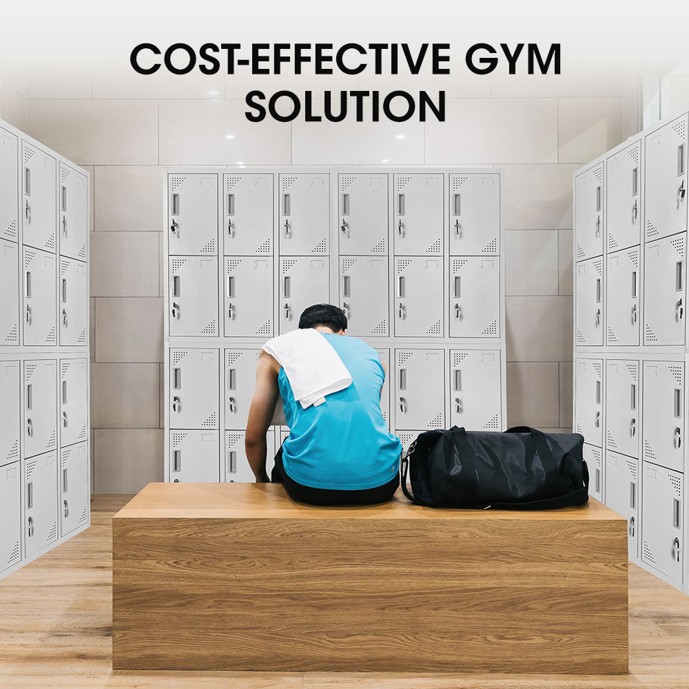 FORTIA 12 Doors Locker Cabinet Metal Storage Gym Home Office School - Light Grey 5