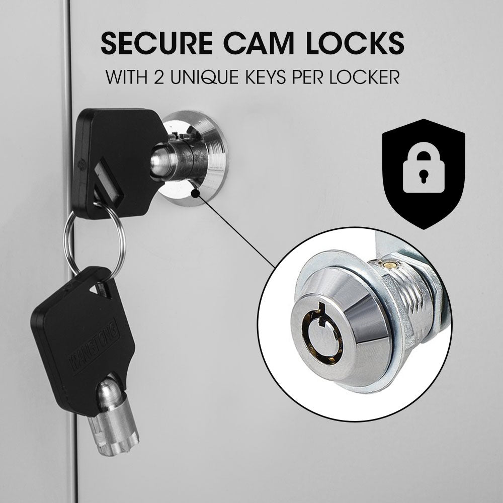 FORTIA 12 Doors Locker Cabinet Metal Storage Gym Home Office School - Light Grey 8