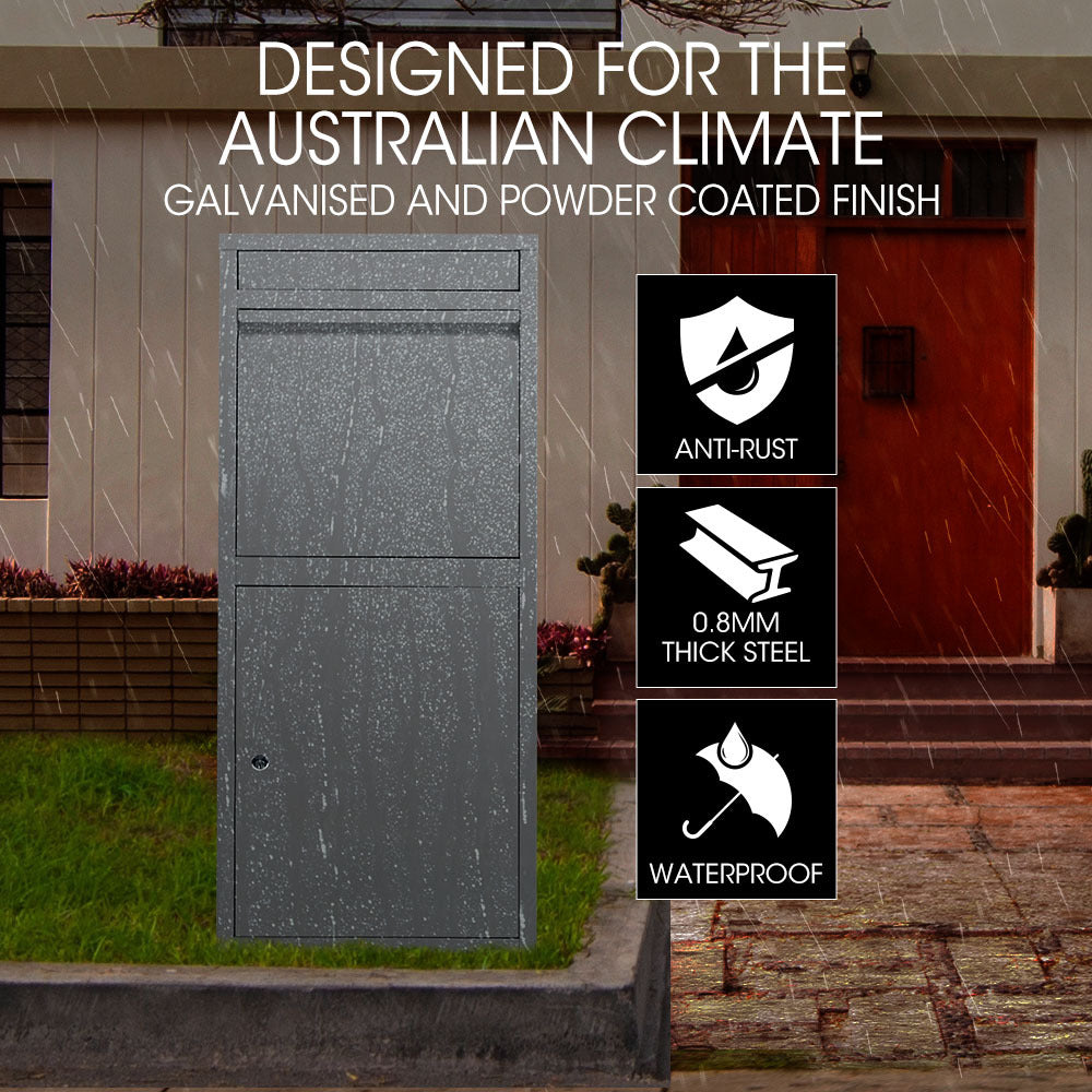 FORTIA Freestanding Parcel Post Box Letterbox, Letter Slot, Woodland Grey 3