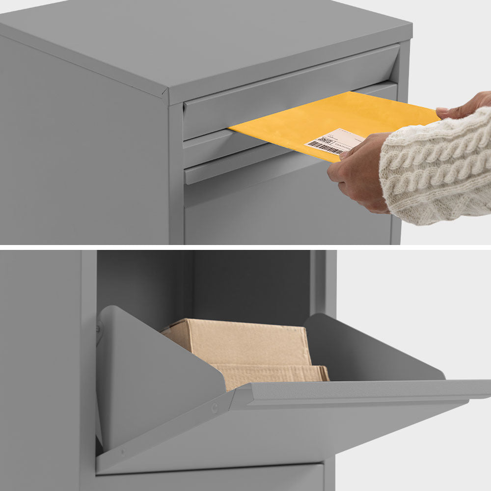 FORTIA Freestanding Parcel Post Box Letterbox, Letter Slot, Woodland Grey 4