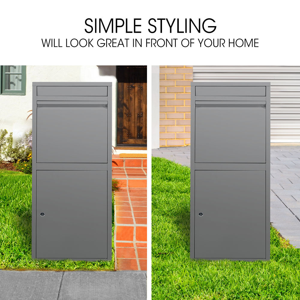FORTIA Freestanding Parcel Post Box Letterbox, Letter Slot, Woodland Grey 6