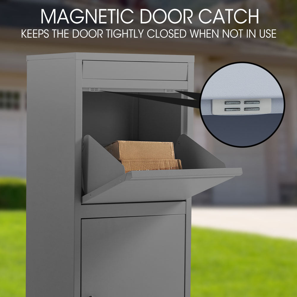 FORTIA Freestanding Parcel Post Box Letterbox, Letter Slot, Woodland Grey 8