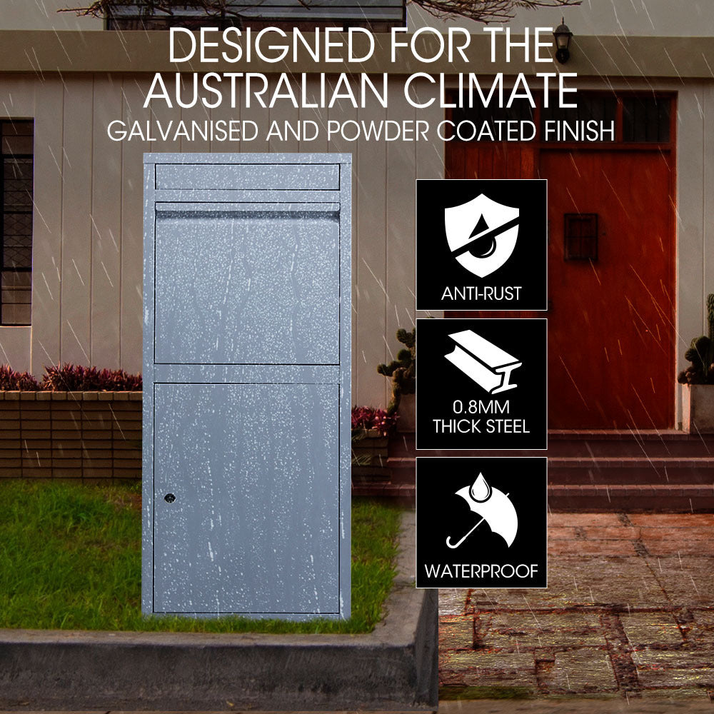 FORTIA Freestanding Parcel Post Box Letterbox, Letter Slot, Light Grey 3