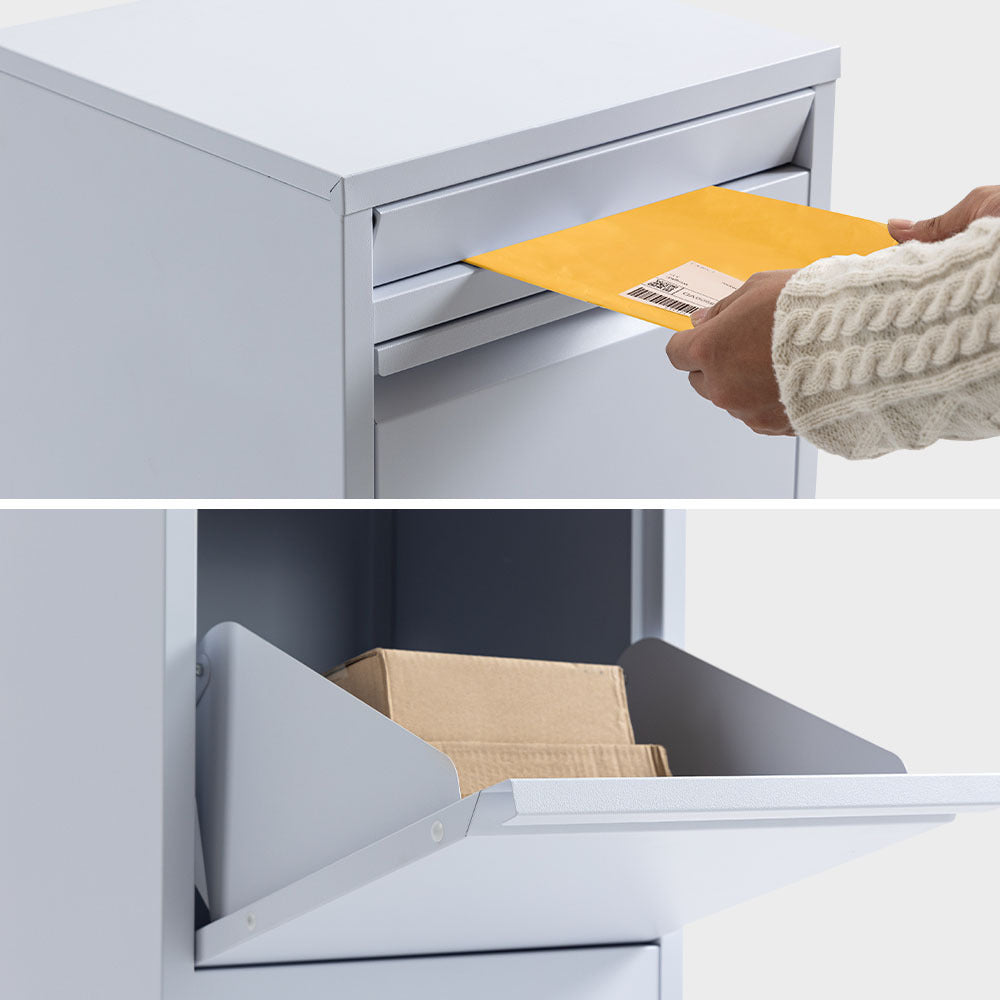 FORTIA Freestanding Parcel Post Box Letterbox, Letter Slot, Light Grey 4