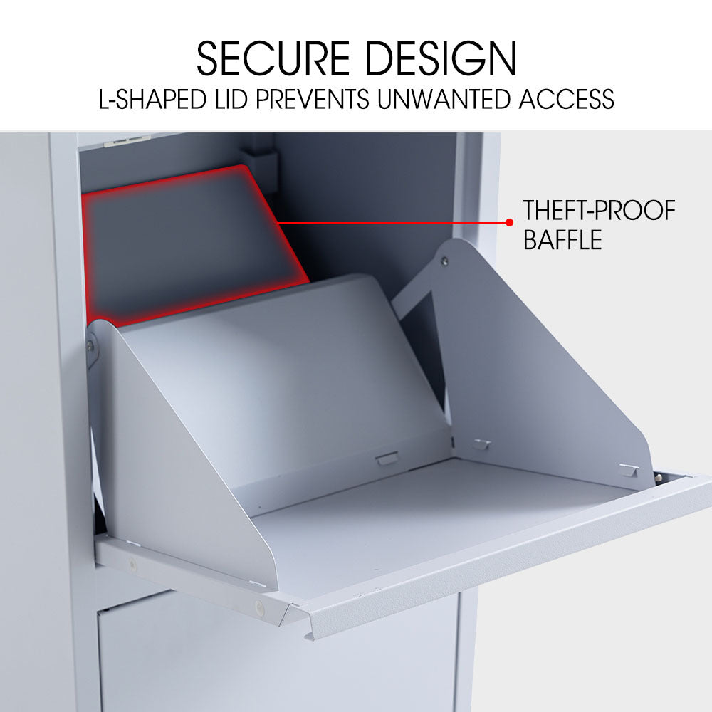 FORTIA Freestanding Parcel Post Box Letterbox, Letter Slot, Light Grey 5