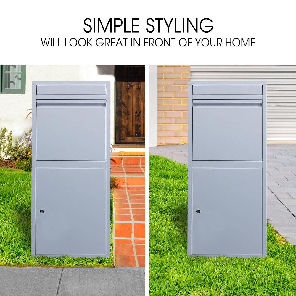 FORTIA Freestanding Parcel Post Box Letterbox, Letter Slot, Light Grey 6