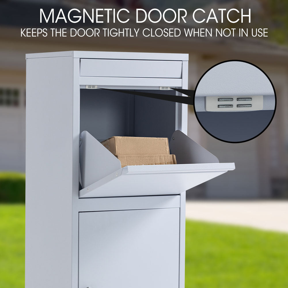 FORTIA Freestanding Parcel Post Box Letterbox, Letter Slot, Light Grey 8