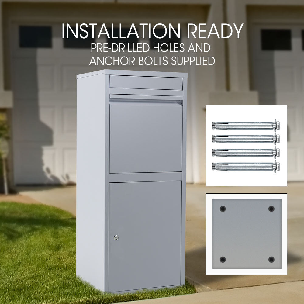 FORTIA Freestanding Parcel Post Box Letterbox, Letter Slot, Light Grey 10