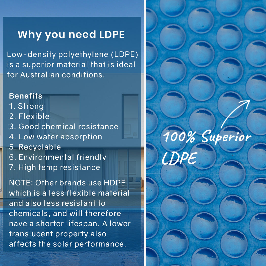 Aurelaqua Pool Cover Roller and 6x3.2m Solar Blanket 400 Micron, Blue 6