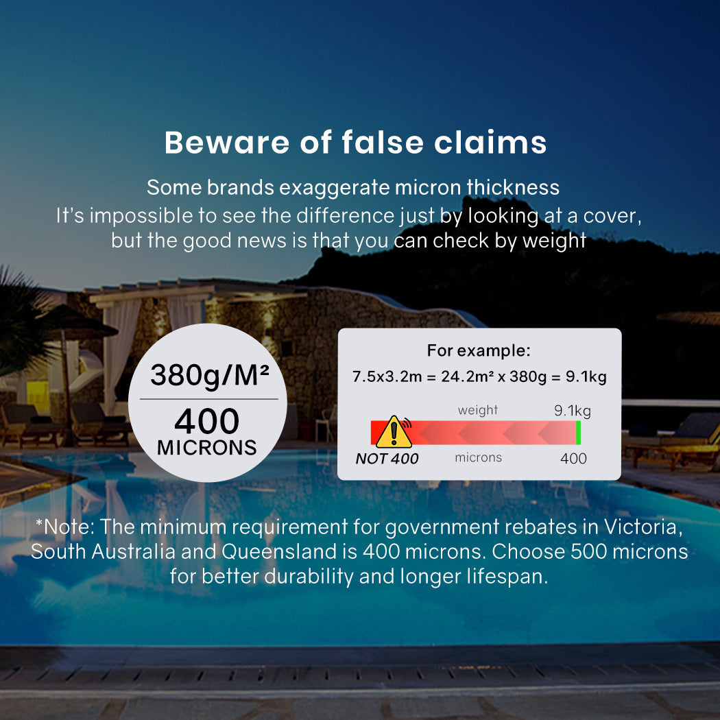 Aurelaqua Pool Cover Roller and 7.5x3.2m Solar Blanket 400 Micron, Blue 8