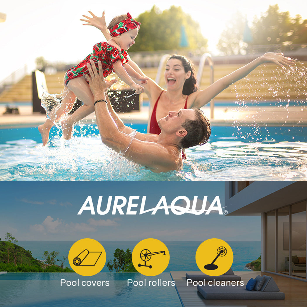AURELAQUA Cover Pool Roller and 9.5x4m Solar Blanket 500 Micron, Blue 9