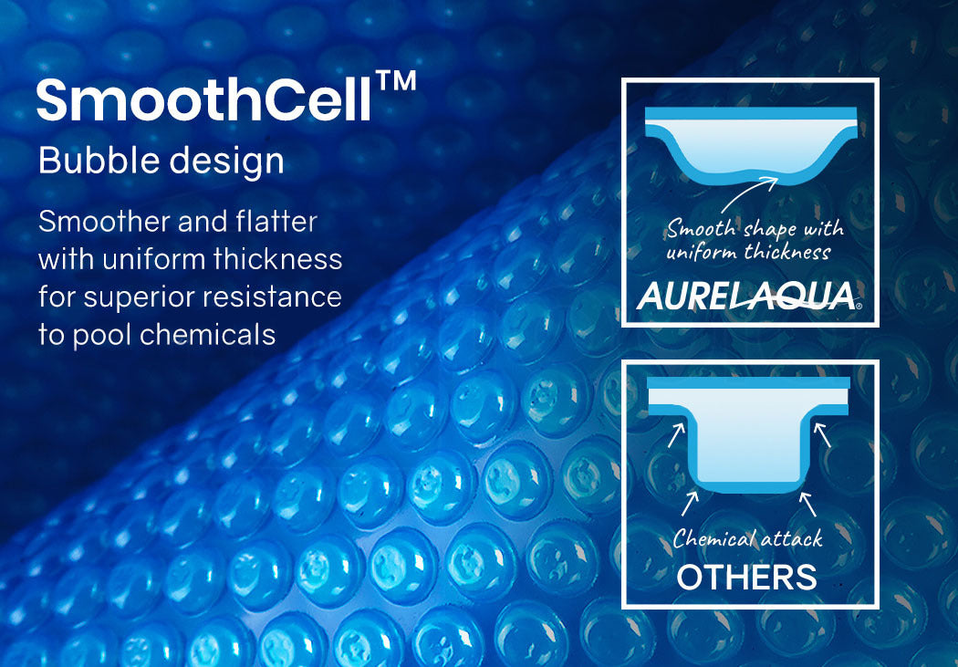 AURELAQUA Pool Cover 500 Micron 11x5m Solar Blanket Swimming Thermal Blue 5