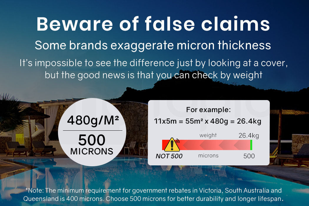 AURELAQUA Pool Cover 500 Micron 11x5m Solar Blanket Swimming Thermal Blue 8