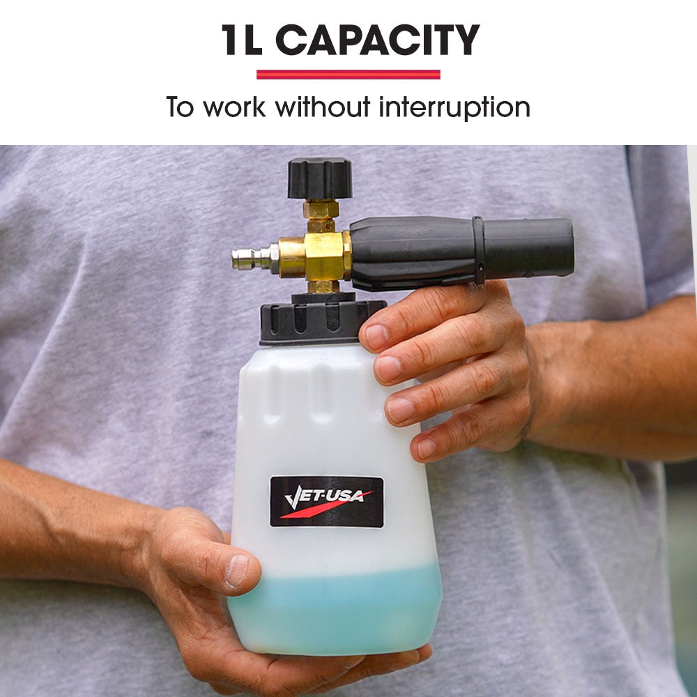 Jet-USA Soap Foam Snow Cannon with 1L Bottle, Works with Petrol and some Electric Pressure Washers 9
