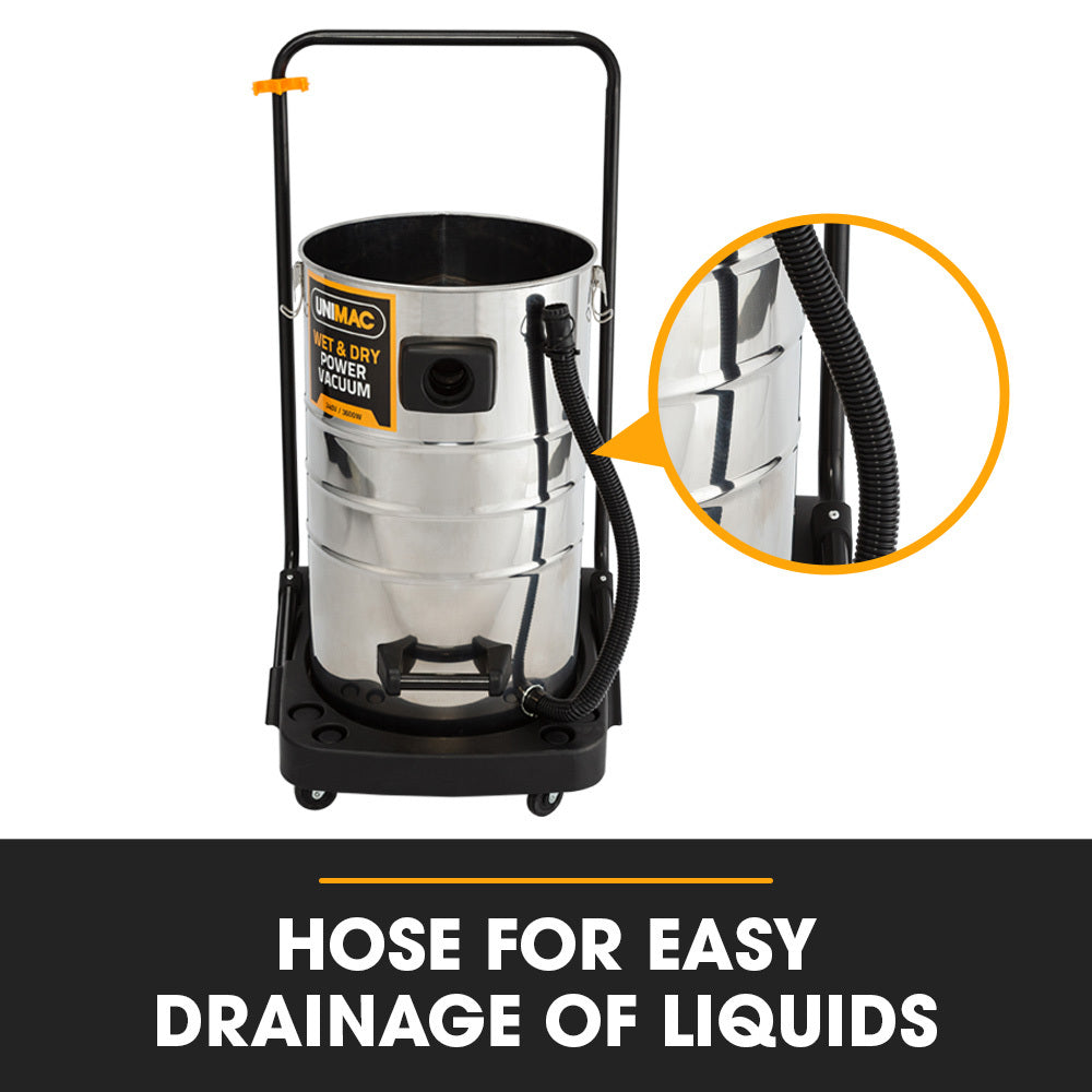 UNIMAC 100L 2400W Wet and Dry Vacuum Cleaner, Heavy-Duty Dual Copper Motors, Accessory Set, for Workshop Car Carpet 4