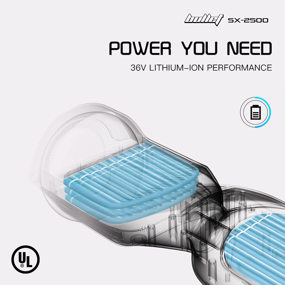 BULLET SX-2500 Hoverboard Scooter, 500W Brushless, UL Certified, AU Compliant, 6.5-inch Off-Road Style Tyres, Superior Self Balancing System, LED Lights, Blue 6