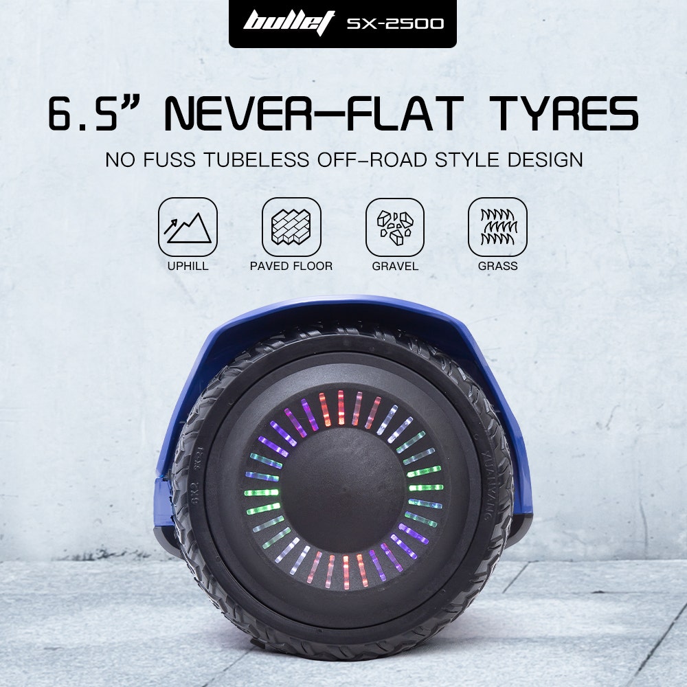 BULLET SX-2500 Hoverboard Scooter, 500W Brushless, UL Certified, AU Compliant, 6.5-inch Off-Road Style Tyres, Superior Self Balancing System, LED Lights, Blue 9