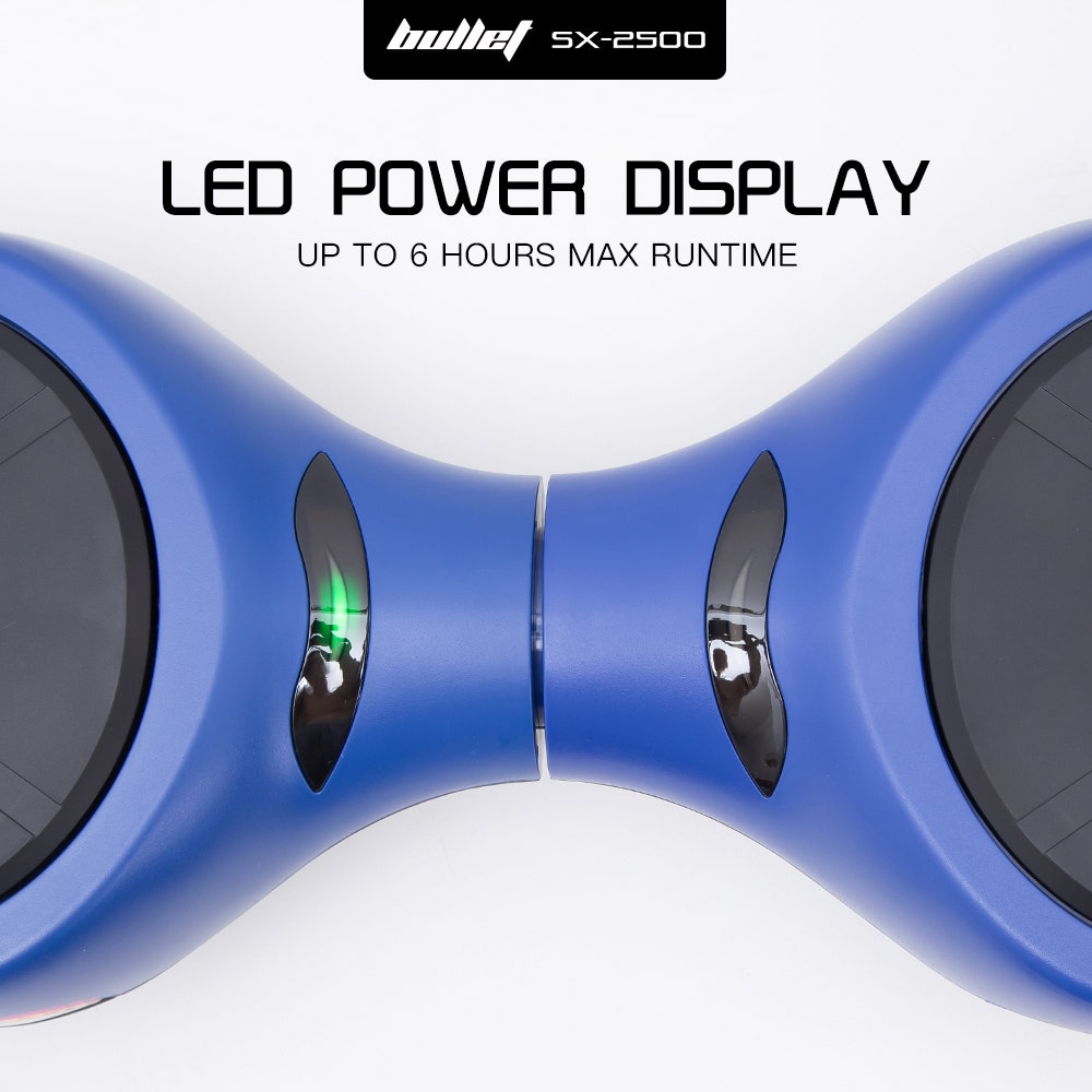 BULLET SX-2500 Hoverboard Scooter, 500W Brushless, UL Certified, AU Compliant, 6.5-inch Off-Road Style Tyres, Superior Self Balancing System, LED Lights, Blue 10