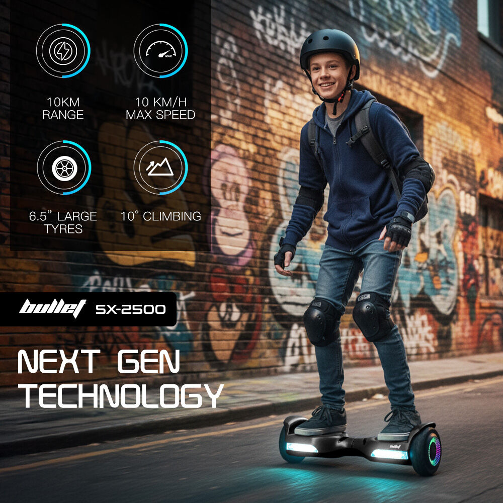 BULLET SX-2500 Hoverboard Scooter, 500W Brushless, UL Certified, AU Compliant, 6.5-inch Off-Road Style Tyres, Superior Self Balancing System, LED Lights, Black 3