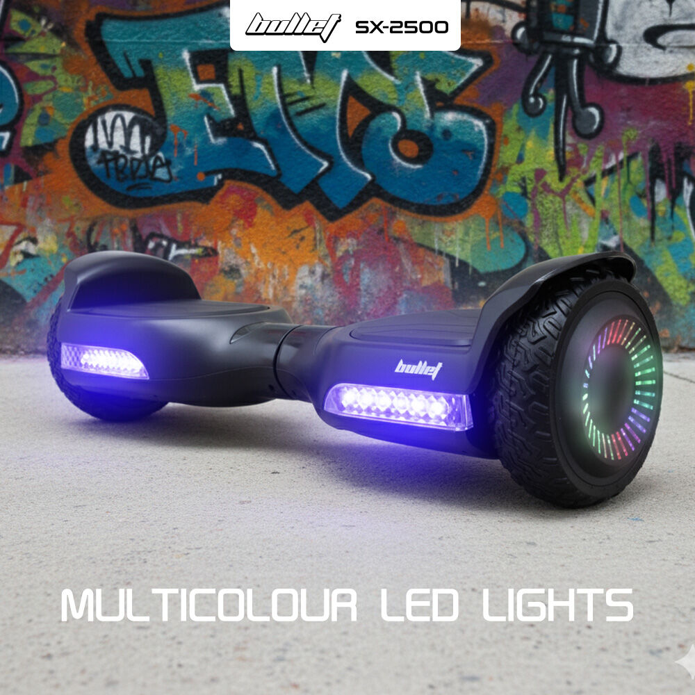 BULLET SX-2500 Hoverboard Scooter, 500W Brushless, UL Certified, AU Compliant, 6.5-inch Off-Road Style Tyres, Superior Self Balancing System, LED Lights, Black 6