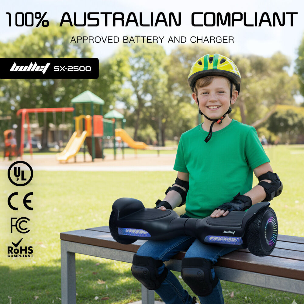 BULLET SX-2500 Hoverboard Scooter, 500W Brushless, UL Certified, AU Compliant, 6.5-inch Off-Road Style Tyres, Superior Self Balancing System, LED Lights, Black 7