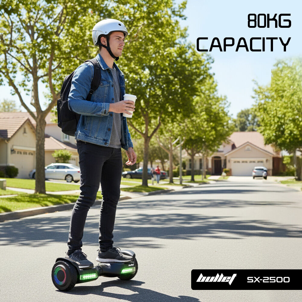 BULLET SX-2500 Hoverboard Scooter, 500W Brushless, UL Certified, AU Compliant, 6.5-inch Off-Road Style Tyres, Superior Self Balancing System, LED Lights, Black 8