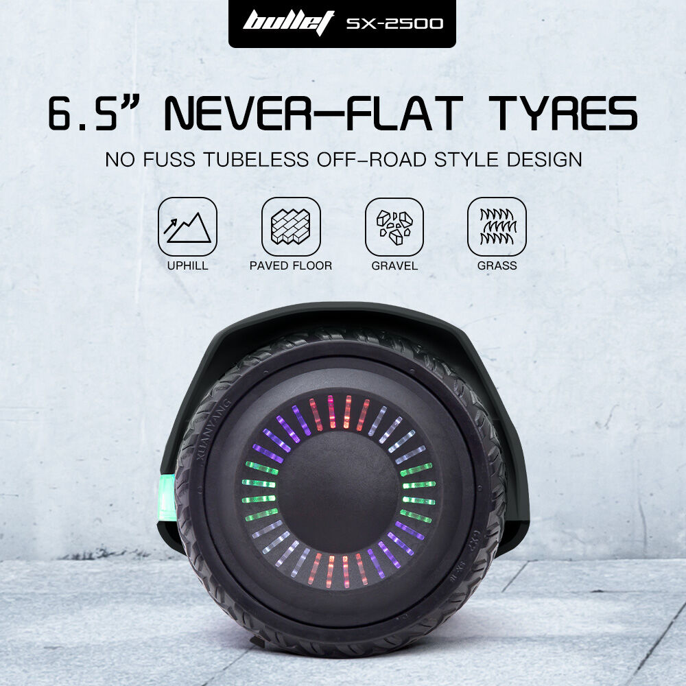 BULLET SX-2500 Hoverboard Scooter, 500W Brushless, UL Certified, AU Compliant, 6.5-inch Off-Road Style Tyres, Superior Self Balancing System, LED Lights, Black 9