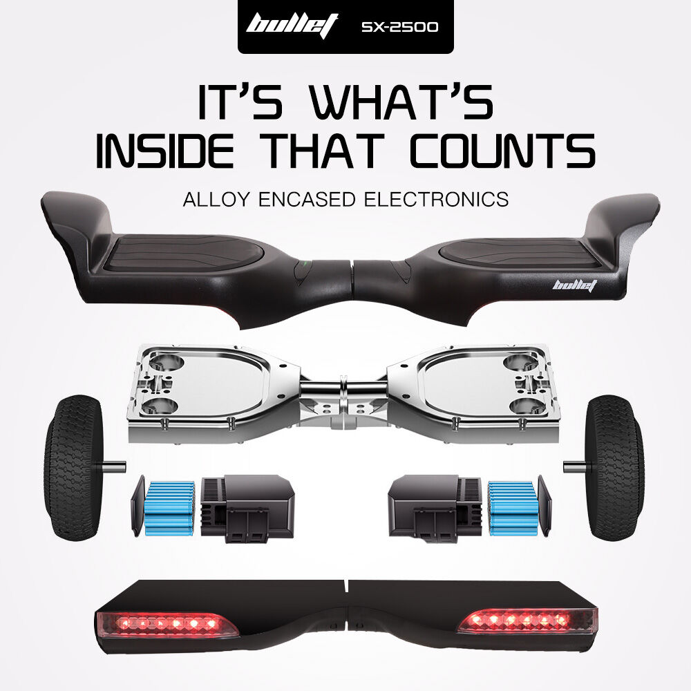BULLET SX-2500 Hoverboard Scooter, 500W Brushless, UL Certified, AU Compliant, 6.5-inch Off-Road Style Tyres, Superior Self Balancing System, LED Lights, Black 10