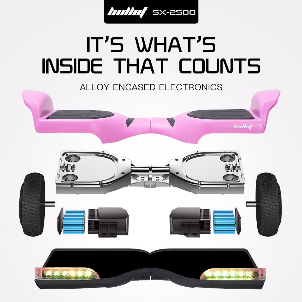 BULLET SX-2500 Hoverboard Scooter, 500W Brushless, UL Certified, AU Compliant, 6.5-inch Off-Road Style Tyres, Superior Self Balancing System, LED Lights, Pink 8