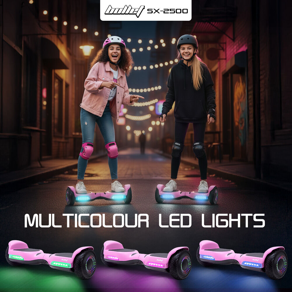 BULLET SX-2500 Hoverboard Scooter, 500W Brushless, UL Certified, AU Compliant, 6.5-inch Off-Road Style Tyres, Superior Self Balancing System, LED Lights, Pink 11