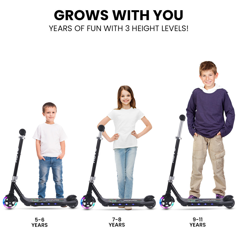 ROVO KIDS WhizKid Electric Scooter, Ages 5-11, Adjustable Height, Lithium Battery, Brushless Motor, Black 4