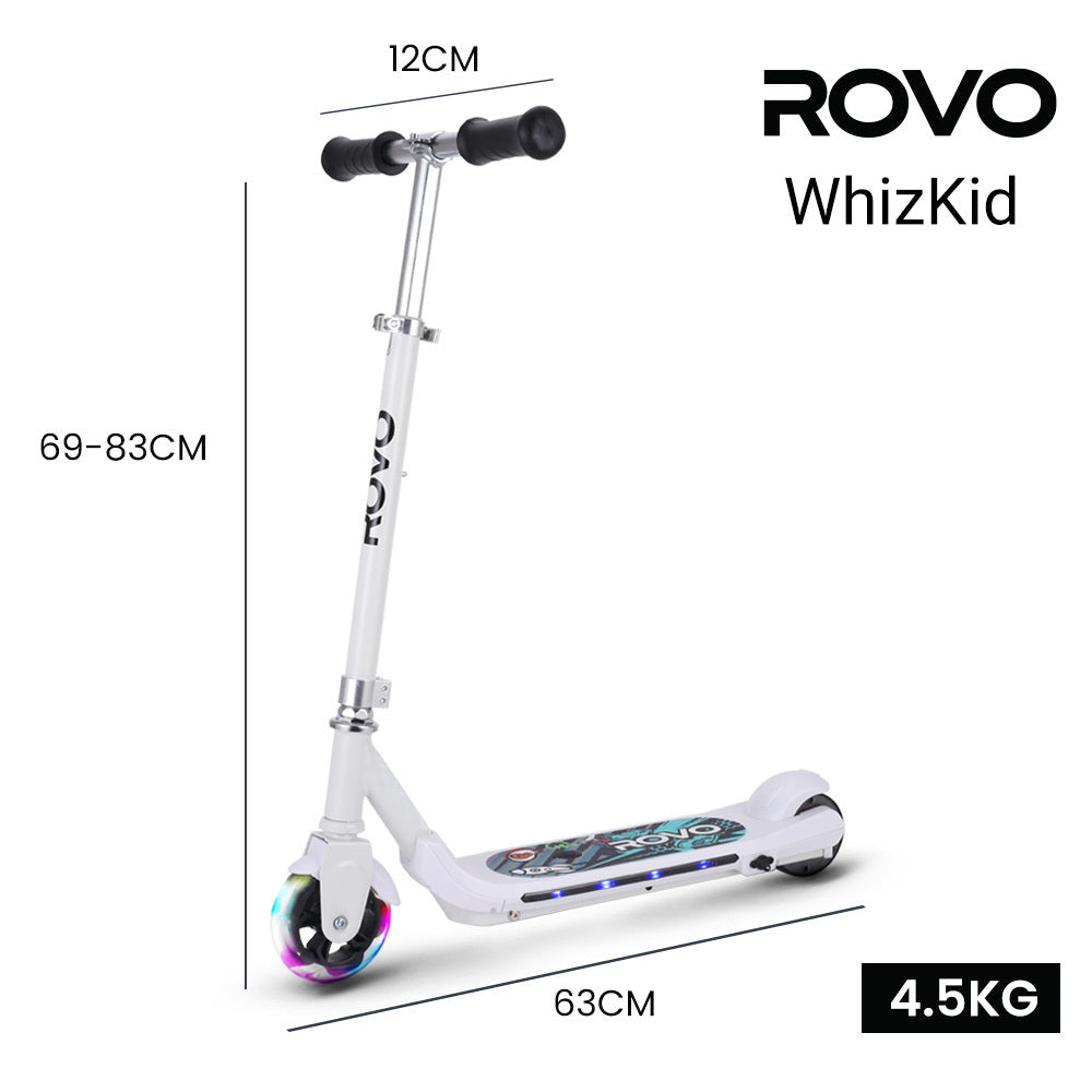ROVO KIDS WhizKid Electric Scooter, Ages 5-11, Adjustable Height, Lithium Battery, Brushless Motor, White 3