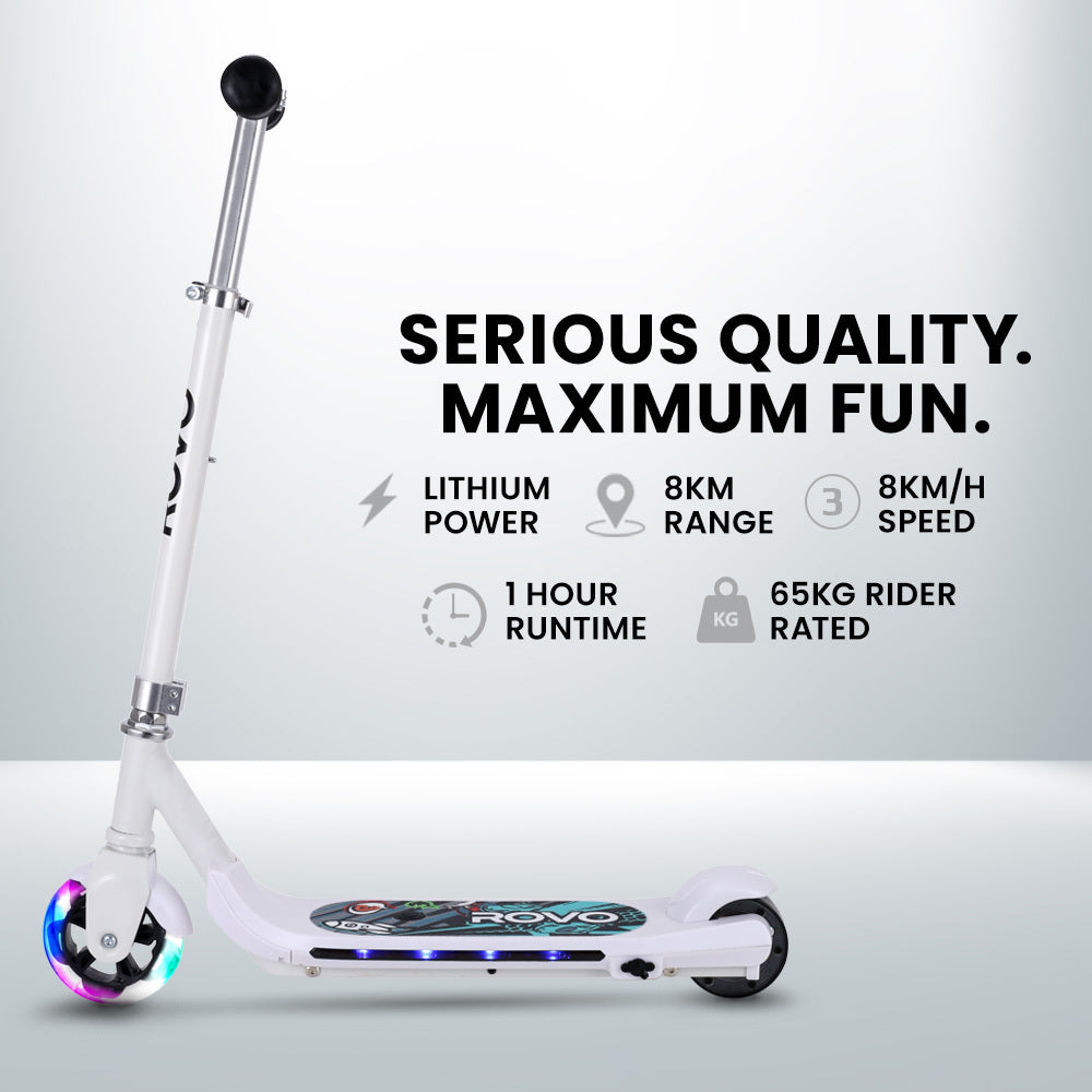 ROVO KIDS WhizKid Electric Scooter, Ages 5-11, Adjustable Height, Lithium Battery, Brushless Motor, White 4