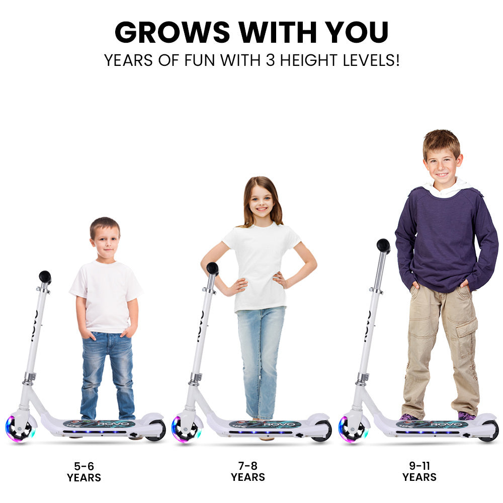 ROVO KIDS WhizKid Electric Scooter, Ages 5-11, Adjustable Height, Lithium Battery, Brushless Motor, White 5
