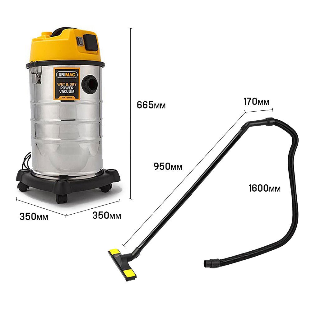 UNIMAC 30L Wet and Dry Vacuum Cleaner Blower Bagless 2000W Drywall Vac 6