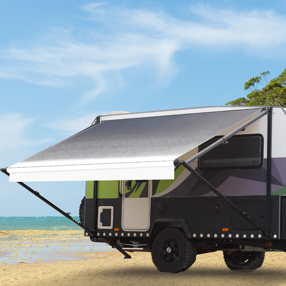 Shade Shield 16ft x 8ft Caravan Retractable Awning, Powder Coated 6063 Aluminium and Vinyl, for Caravan, Motorhome, RV, Work Trailer 4
