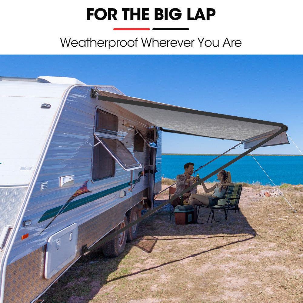 Shade Shield 16ft x 8ft Caravan Retractable Awning, Powder Coated 6063 Aluminium and Vinyl, for Caravan, Motorhome, RV, Work Trailer 6