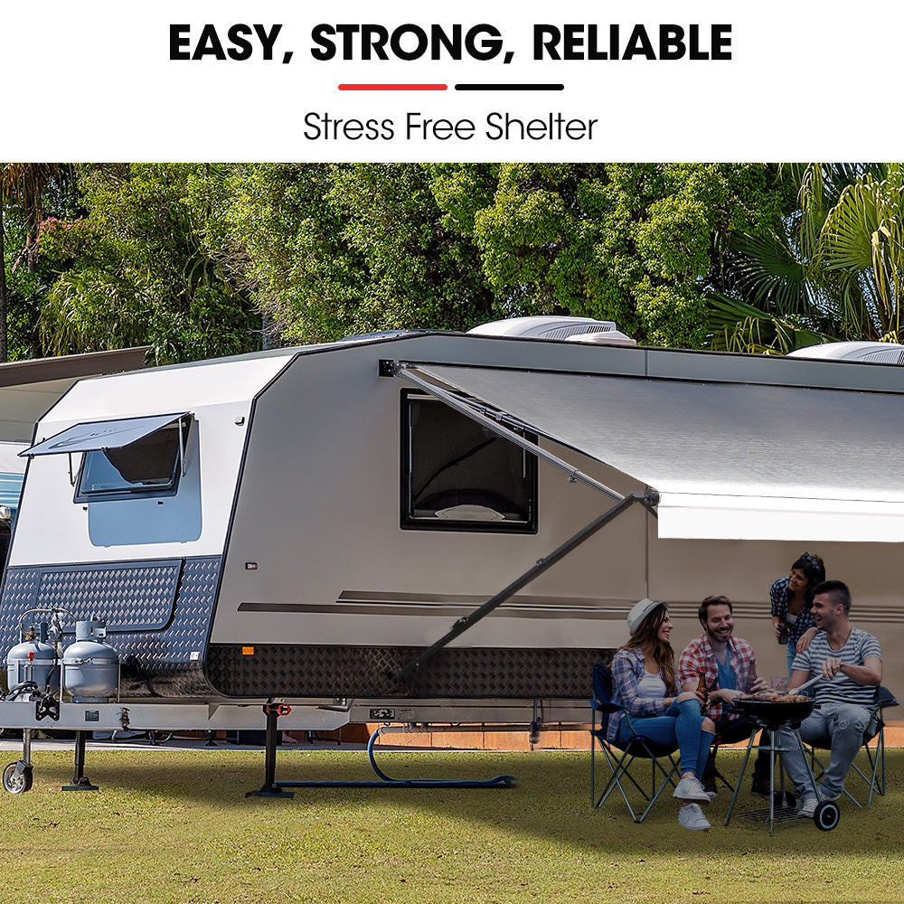 Shade Shield 17ft x 8ft Caravan Retractable Awning, Powder Coated 6063 Aluminium and Vinyl, for Caravan, Motorhome, RV, Work Trailer 5