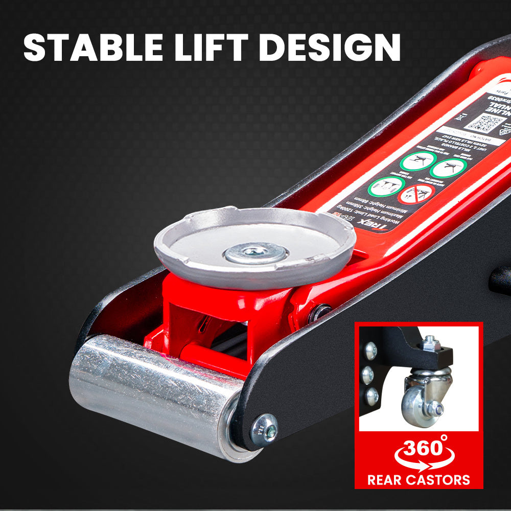 T-REX 1200KG Hydraulic Trolley Floor Jack, Low Profile, Dual Pump, Quick Release Handle, for Jacking Car 8