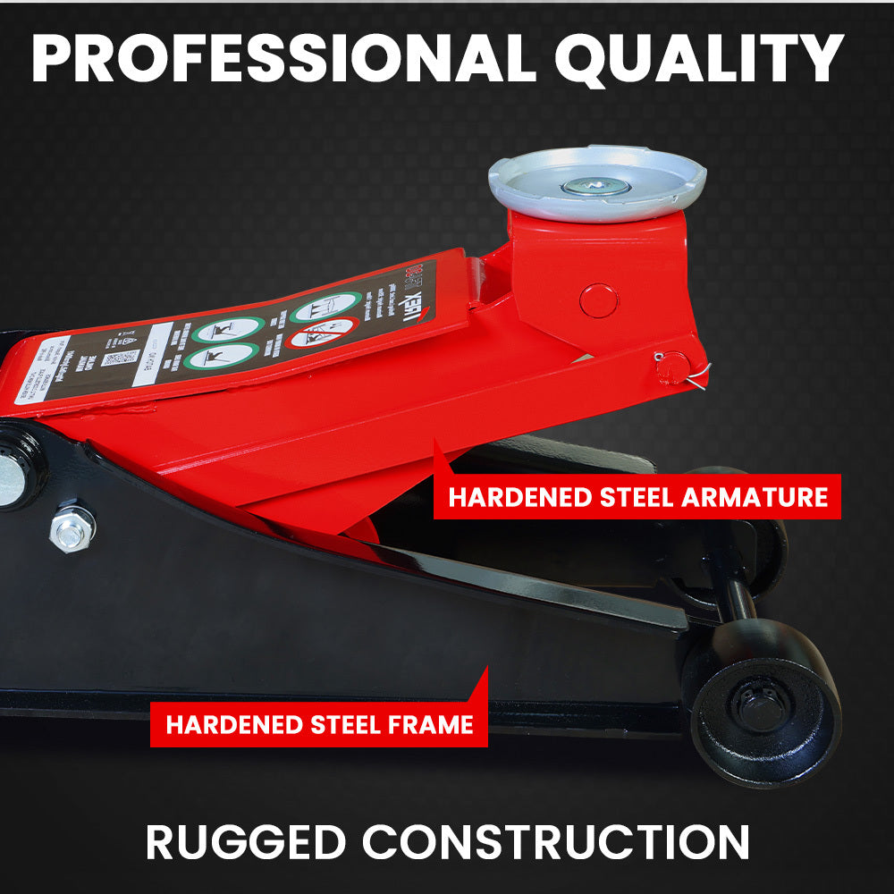 T-REX 3000KG Hydraulic Trolley Floor Jack, High Lift, Dual Pump, Quick Release Handle 6