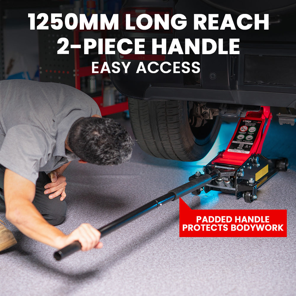 T-REX 3000KG Hydraulic Trolley Floor Jack, High Lift, Dual Pump, Quick Release Handle 9