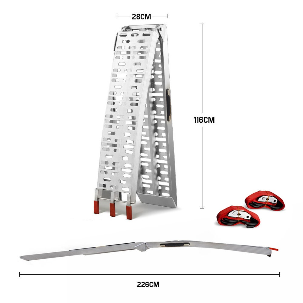 BULLET 2.3m Aluminium Loading Ramps, 680kg Rated, for Trailer ATV Quad Bike Buggy, 2 Pieces 10